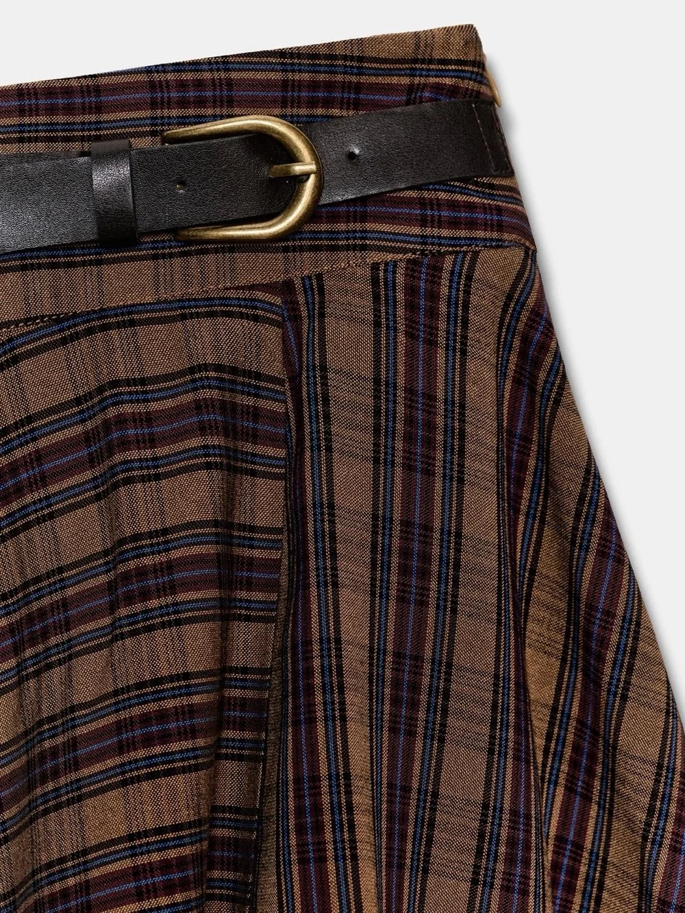 BNWT Zara Brown Plaid Asymmetrical Fairy Hem Mini Skirt